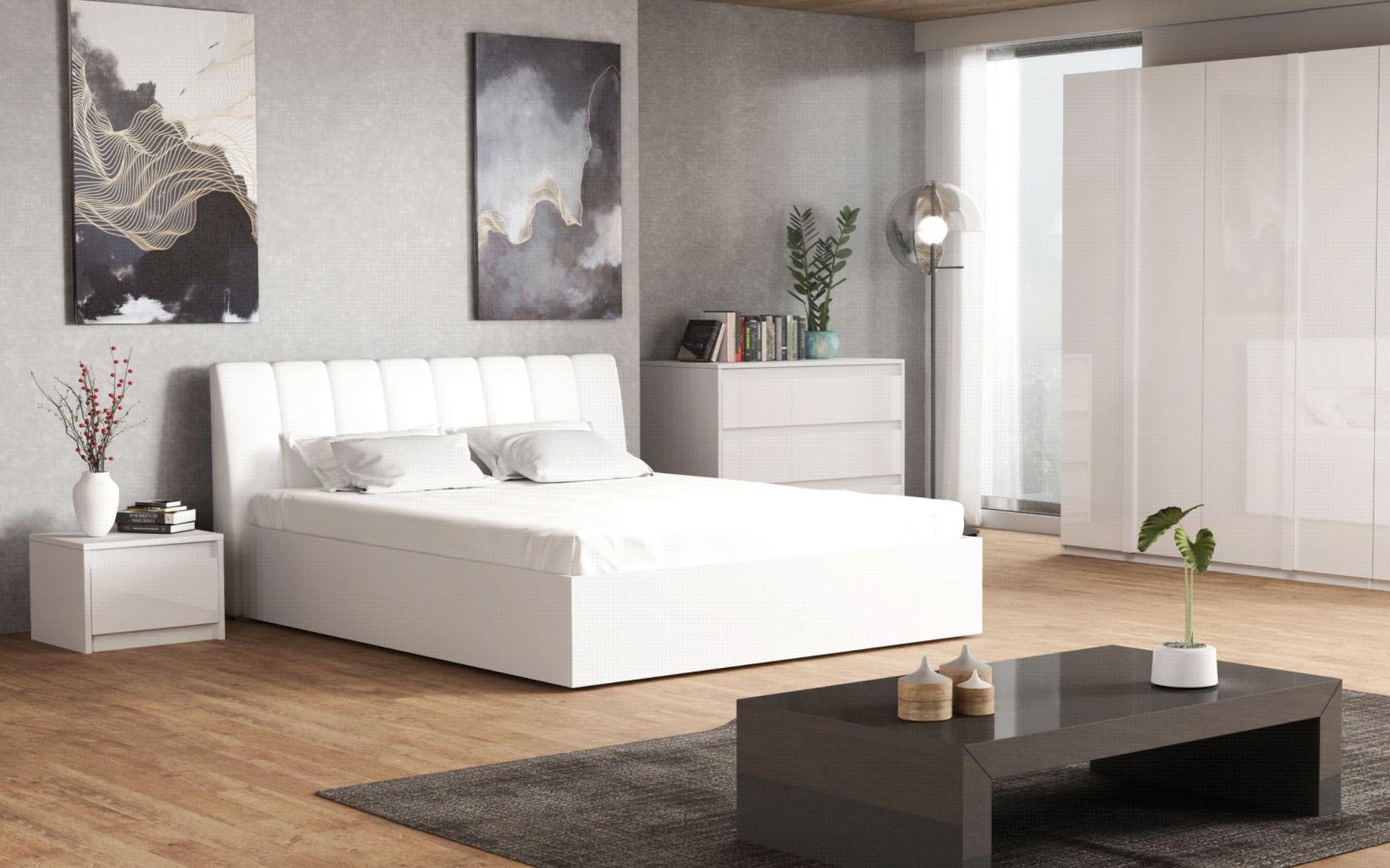 Double bed Italy 160/200, Alpine white + white gloss  1